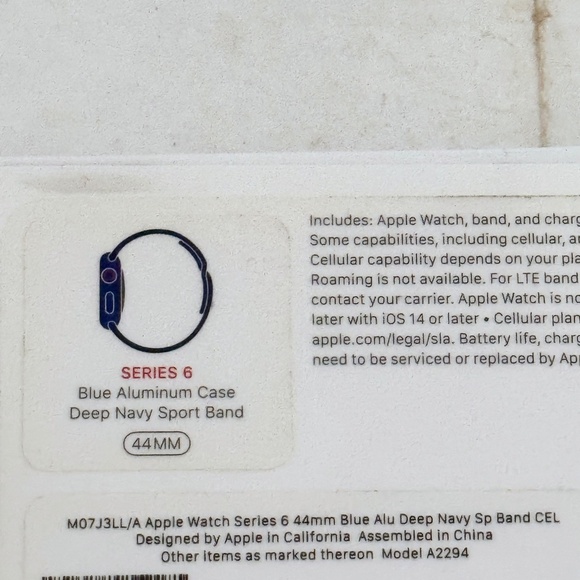 Apple Series 6 Watch Blue Aluminum Case GPS Cellular 44 MM Sport Band EUC - Picture 10 of 13